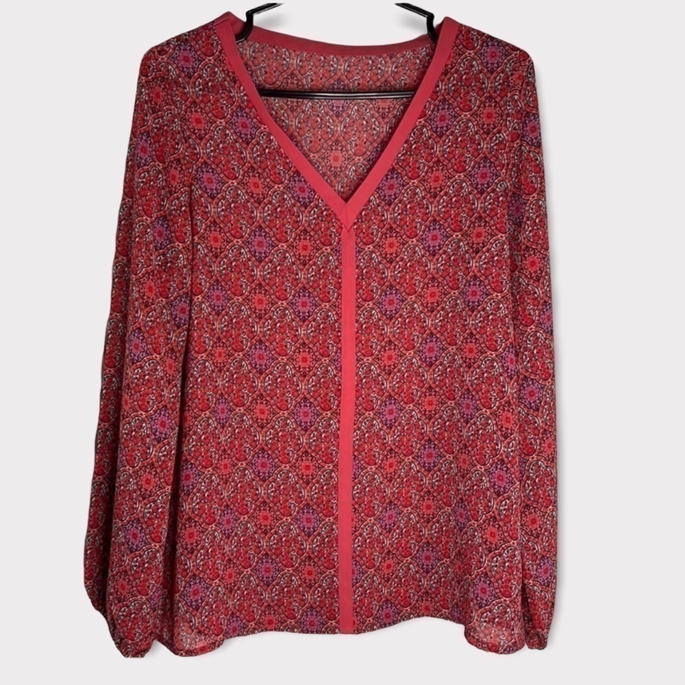 Woman’s Size Small Lightweight Sheer Blouse. Office, V Neck